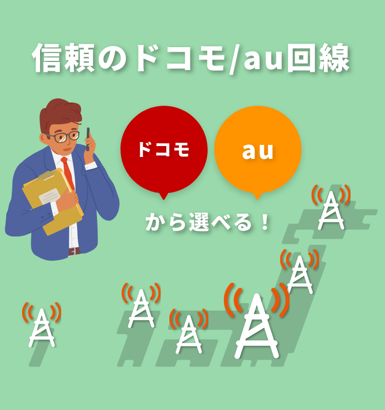 信頼のドコモ/au回線